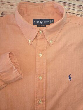 Ralph Lauren Mens Classic Fit Orange Dress Shirt 17.5-34/35